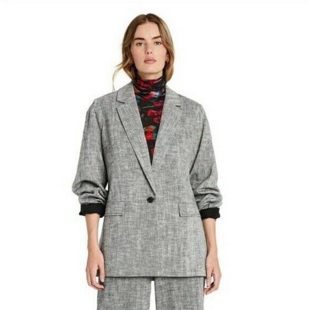 RACHEL COMEY x TARGET | Sz L Oversized Tweed Blazer Linen Cotton Blend Grey - Picture 1 of 7